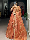 Sensual Orange Embroidered Organza Wedding Wear Lehenga Choli - Zeel Clothing
