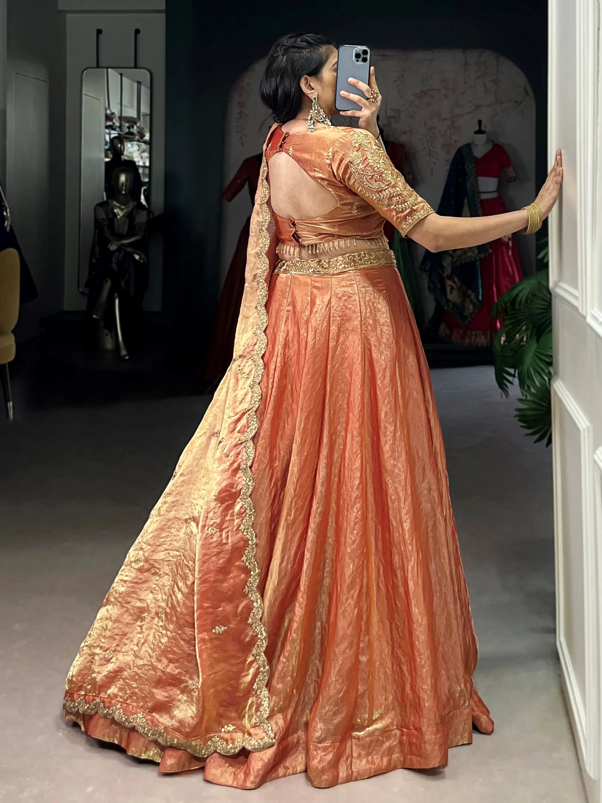Sensual Orange Embroidered Organza Wedding Wear Lehenga Choli - Zeel Clothing