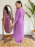 Shocking Purple Thread Embroidered Viscose Straight Suit With Dupatta - Zeel Clothing