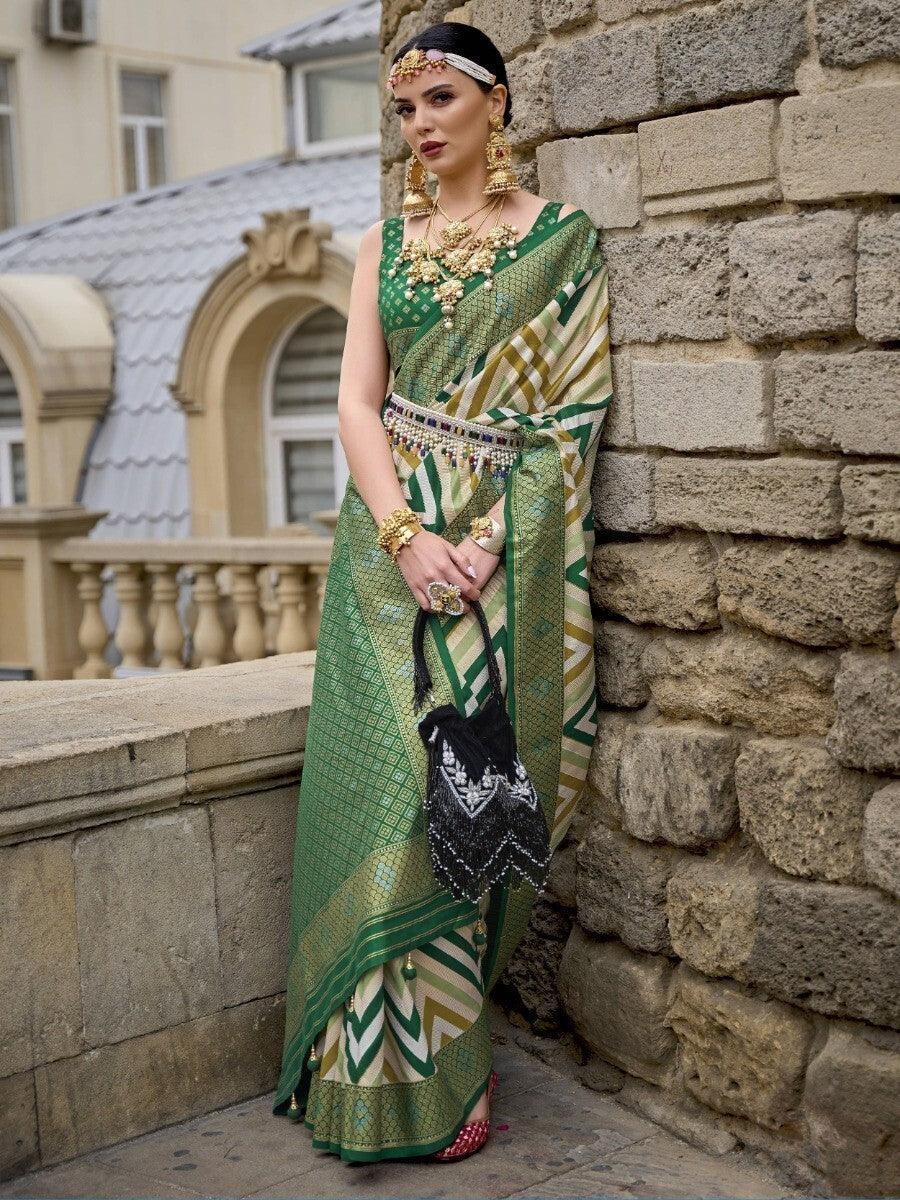 Astonishing Multi-color Weaving work Wedding Wear Saree With Blouse