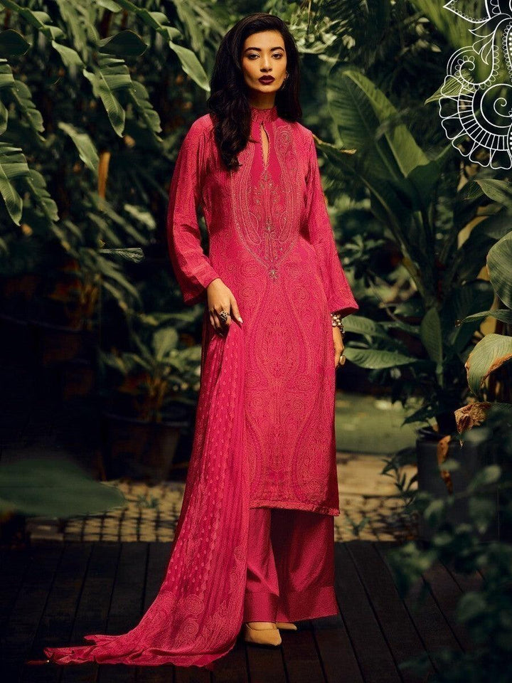 Gorgeous Pink Embroidered Silk Wedding Wear Salwar Kameez With Dupatta