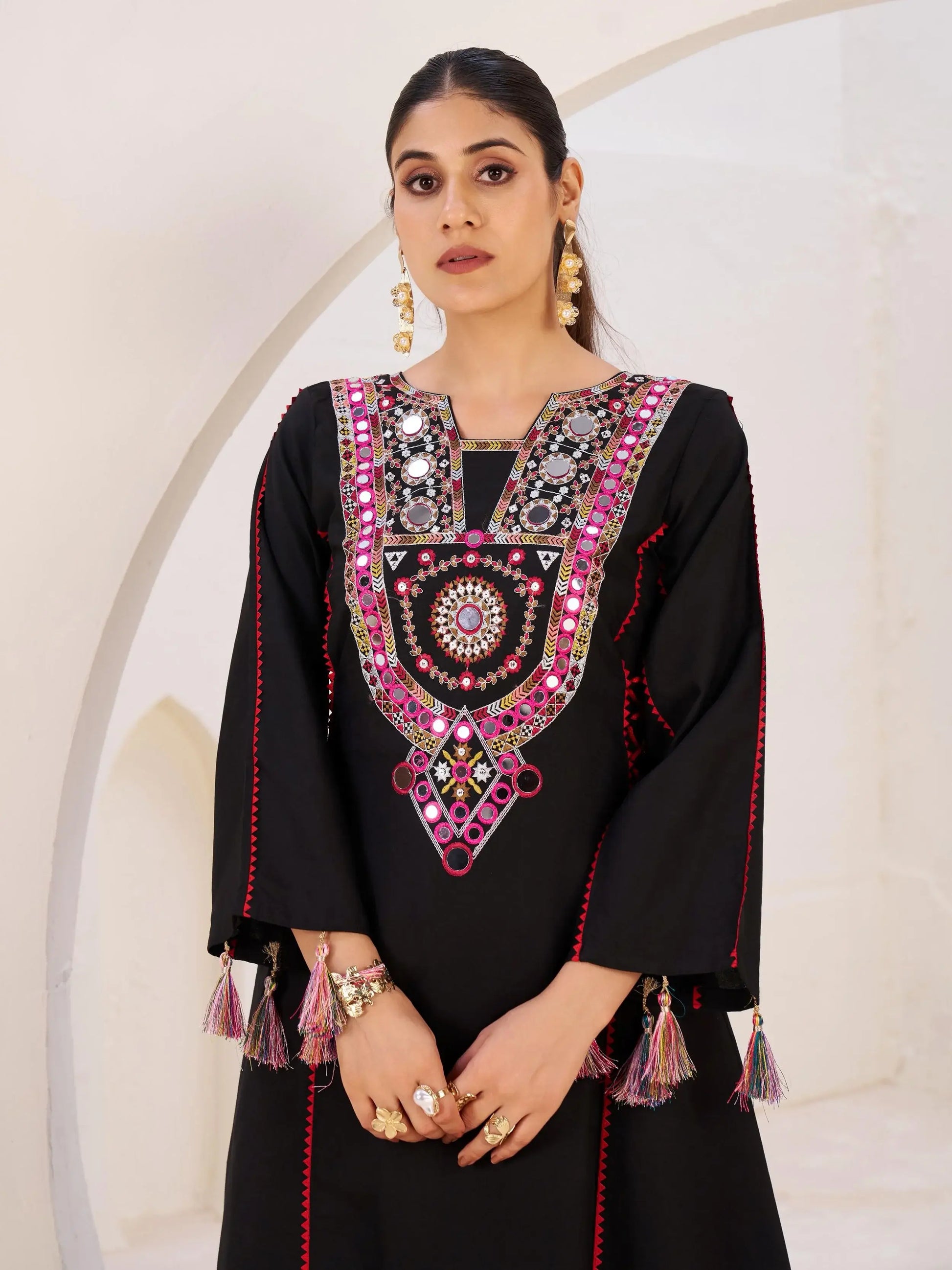 Significant Black Thread Embroidered Rayon Festive Wear Co-Ord Set - Zeel Clothing