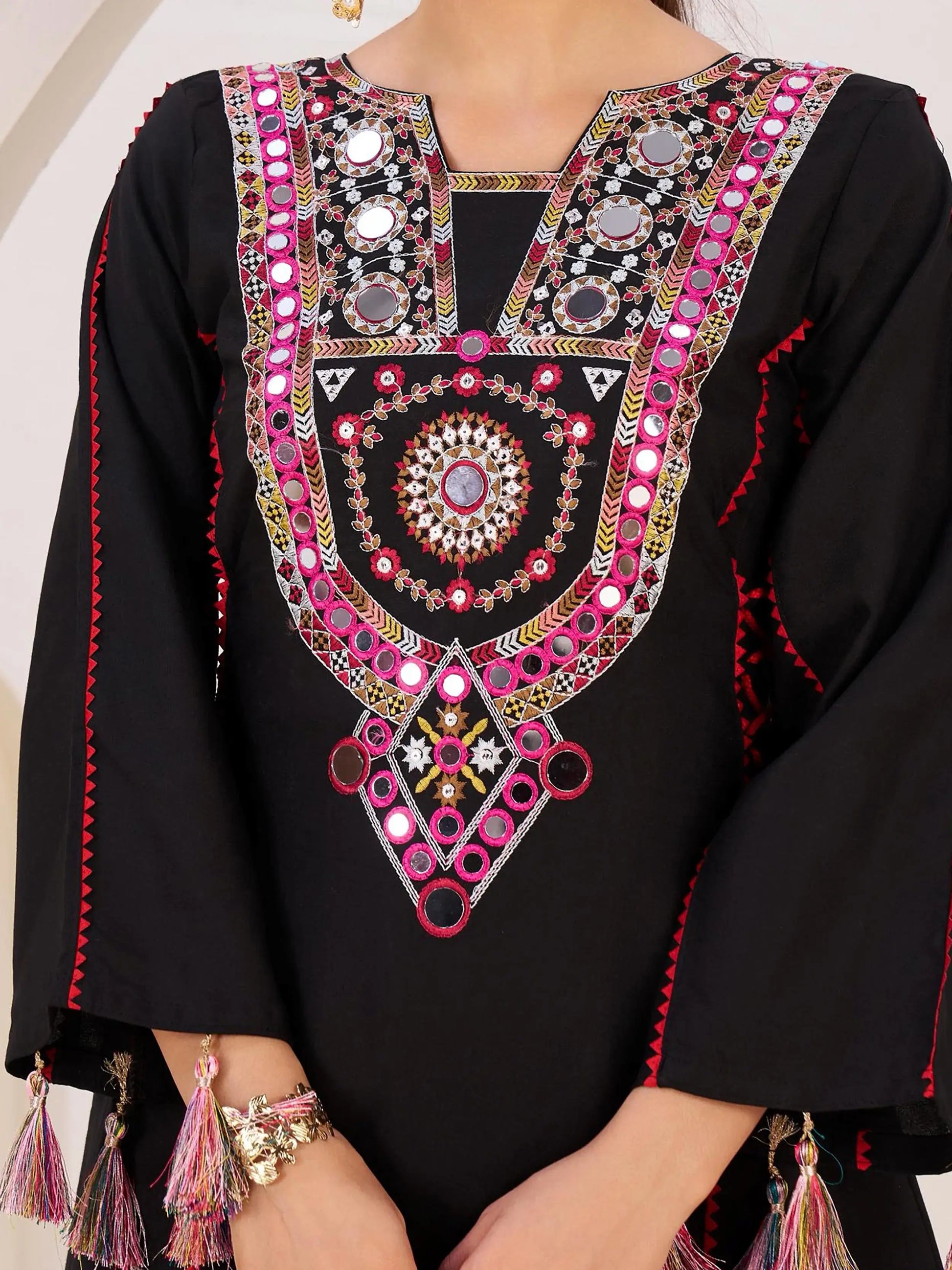 Significant Black Thread Embroidered Rayon Festive Wear Co-Ord Set - Zeel Clothing