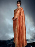 Significant Orange Khatli Work Organza Party Wear Saree With Blouse - Zeel Clothing