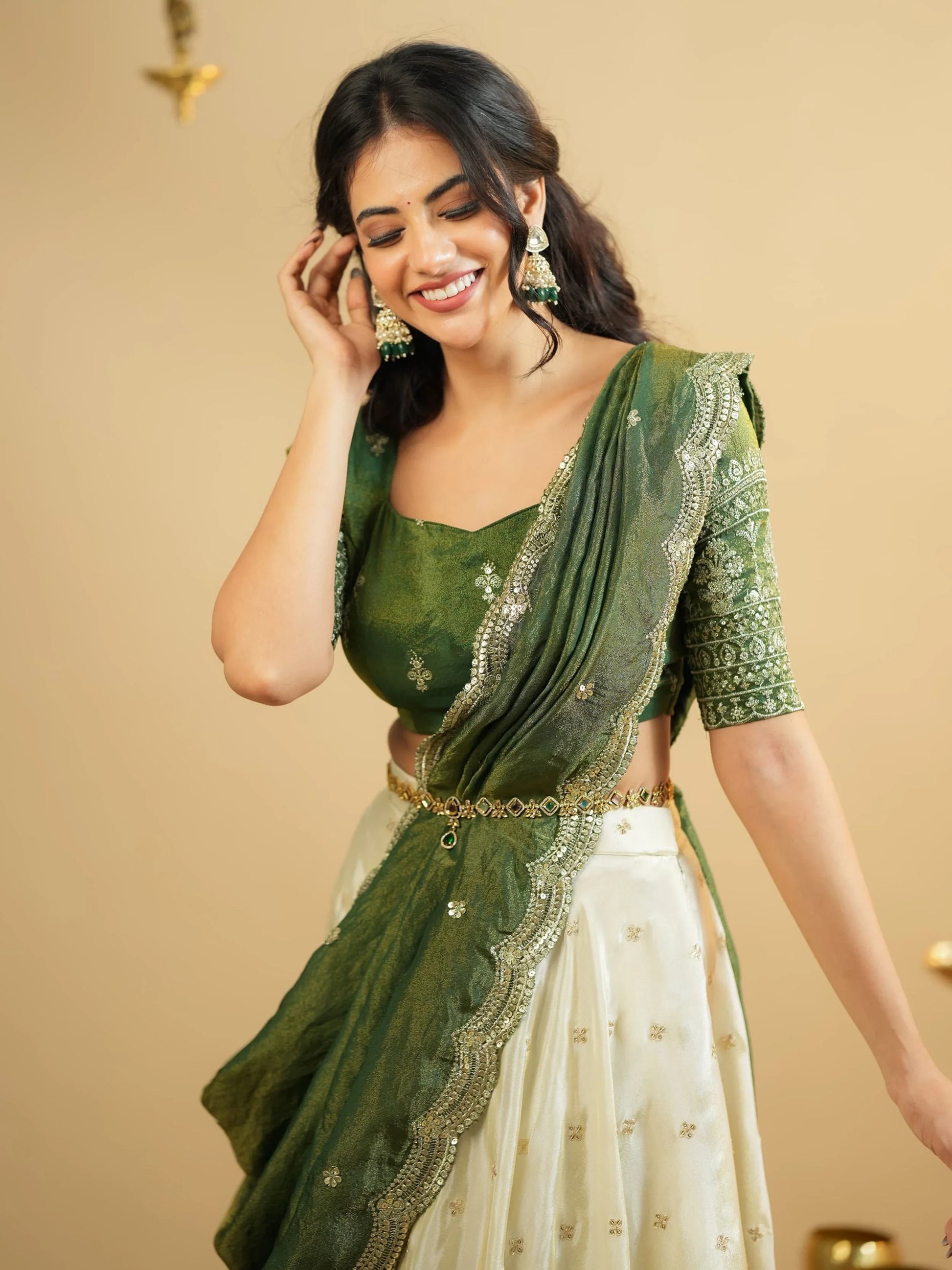 Significant White Zari Work Crepe Silk Wedding Wear Lehenga With Blouse