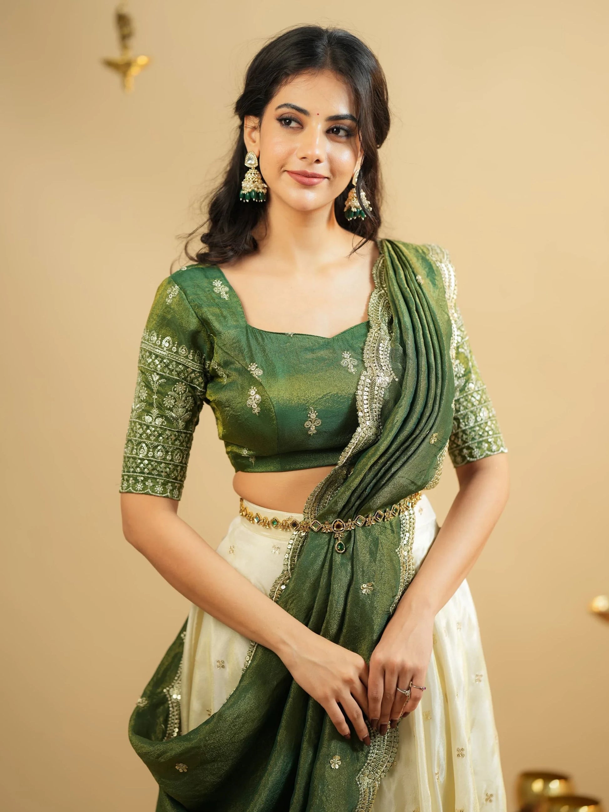 Significant White Zari Work Crepe Silk Wedding Wear Lehenga With Blouse