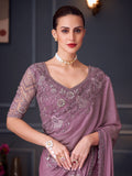 Stunning Mauve Color Heavy Border Work Silk Engagement Wear Saree