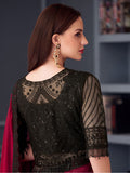 Awesome Red Sequins Chiffon Reception Wear Saree With Blouse