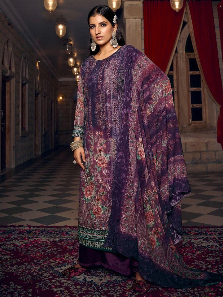Adorable Purple Digital Printed Georgette Event Wear Salwar Kameez