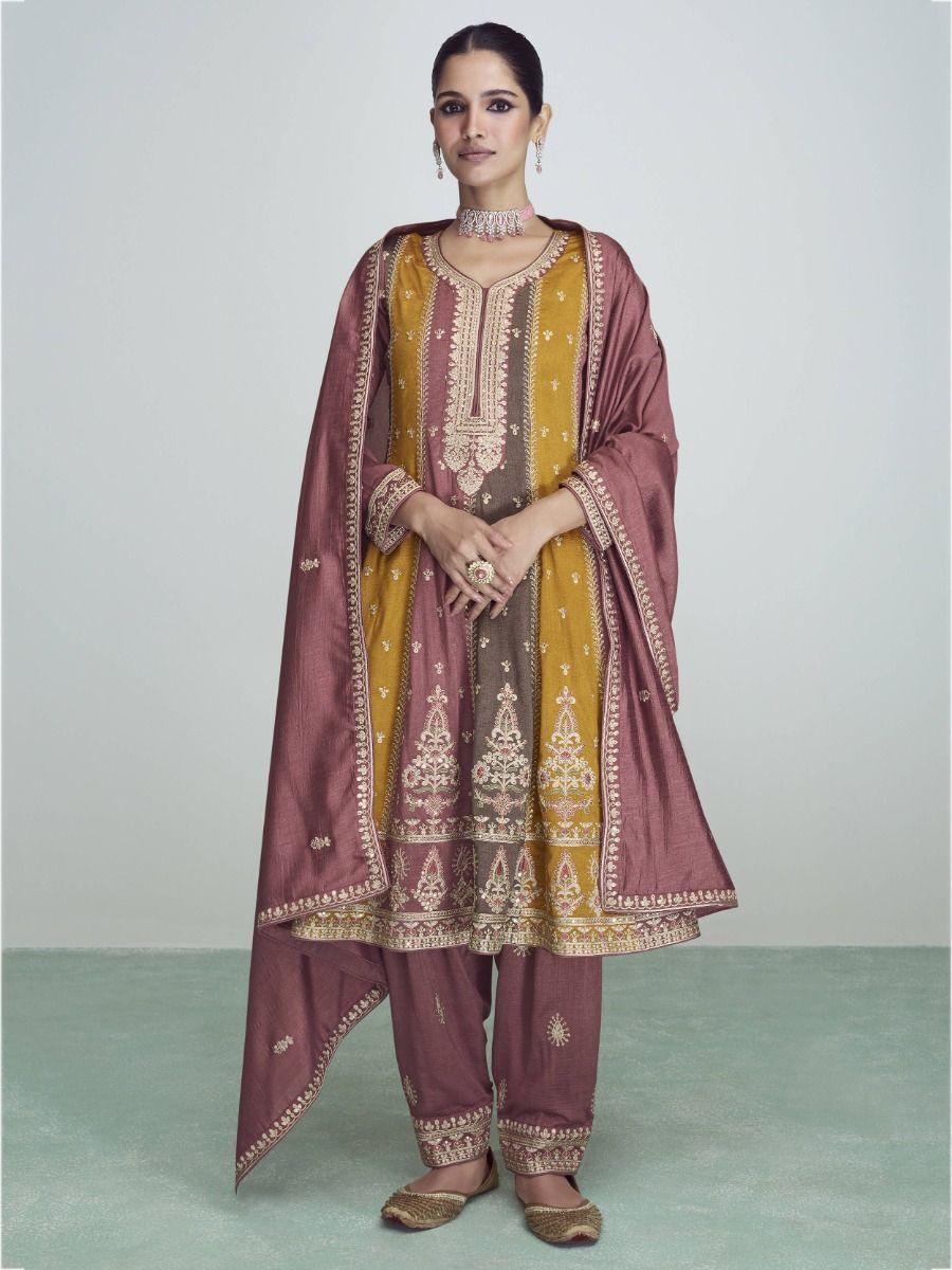 Beautiful Multi Color Sequins Silk Salwar Suit With Dupatta