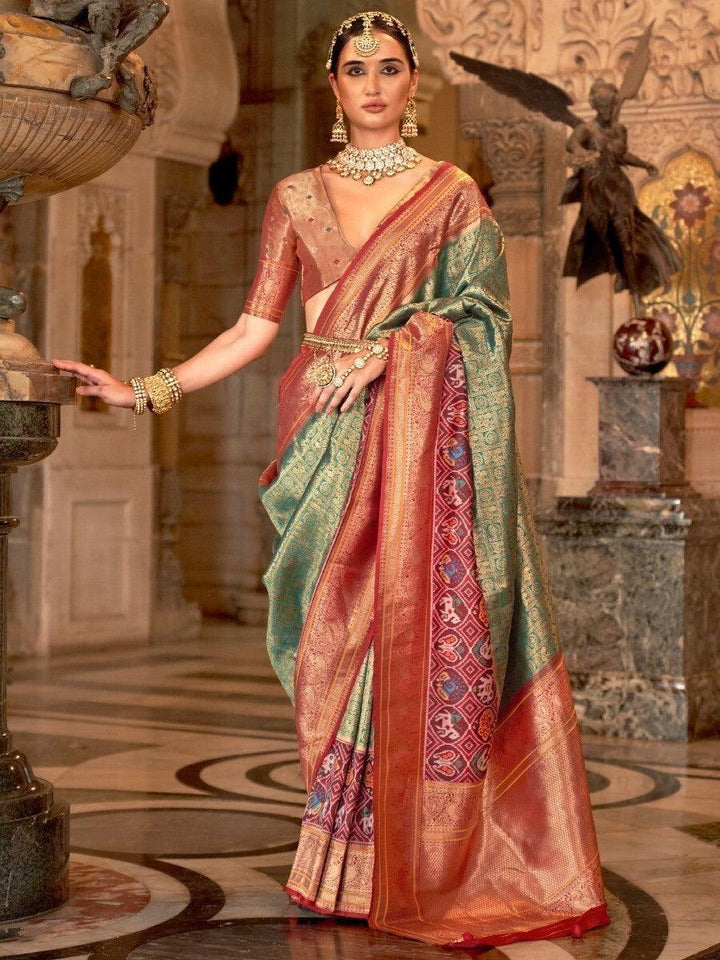 Gorgeous Green Zari Weaving Silk Traditional Saree With Blouse