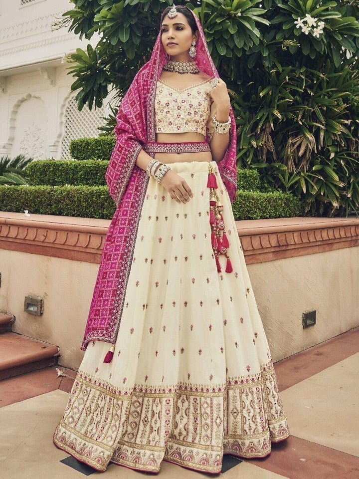 Ravishing Off-White Embroidered Designer Lehenga Choli With Dupatta