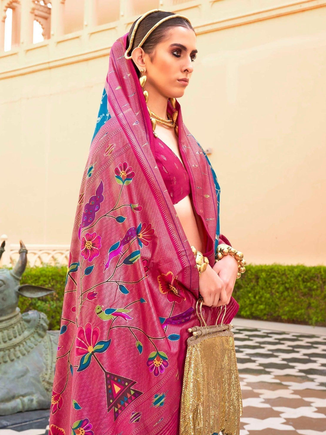 Satisfying Blue Zari Weaving Silk Traditional Saree With Blouse
