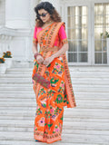 Smart Orange Patola Weaving Silk Wedding Wear Saree - Zeel Clothing