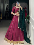 Sophisticated Maroon Gota Patti Rayon Lehenga Choli With Dupatta - Zeel Clothing