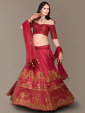 Sophisticated Red Colored Party wear Embroidered Lehenga Choli - Zeel Clothing