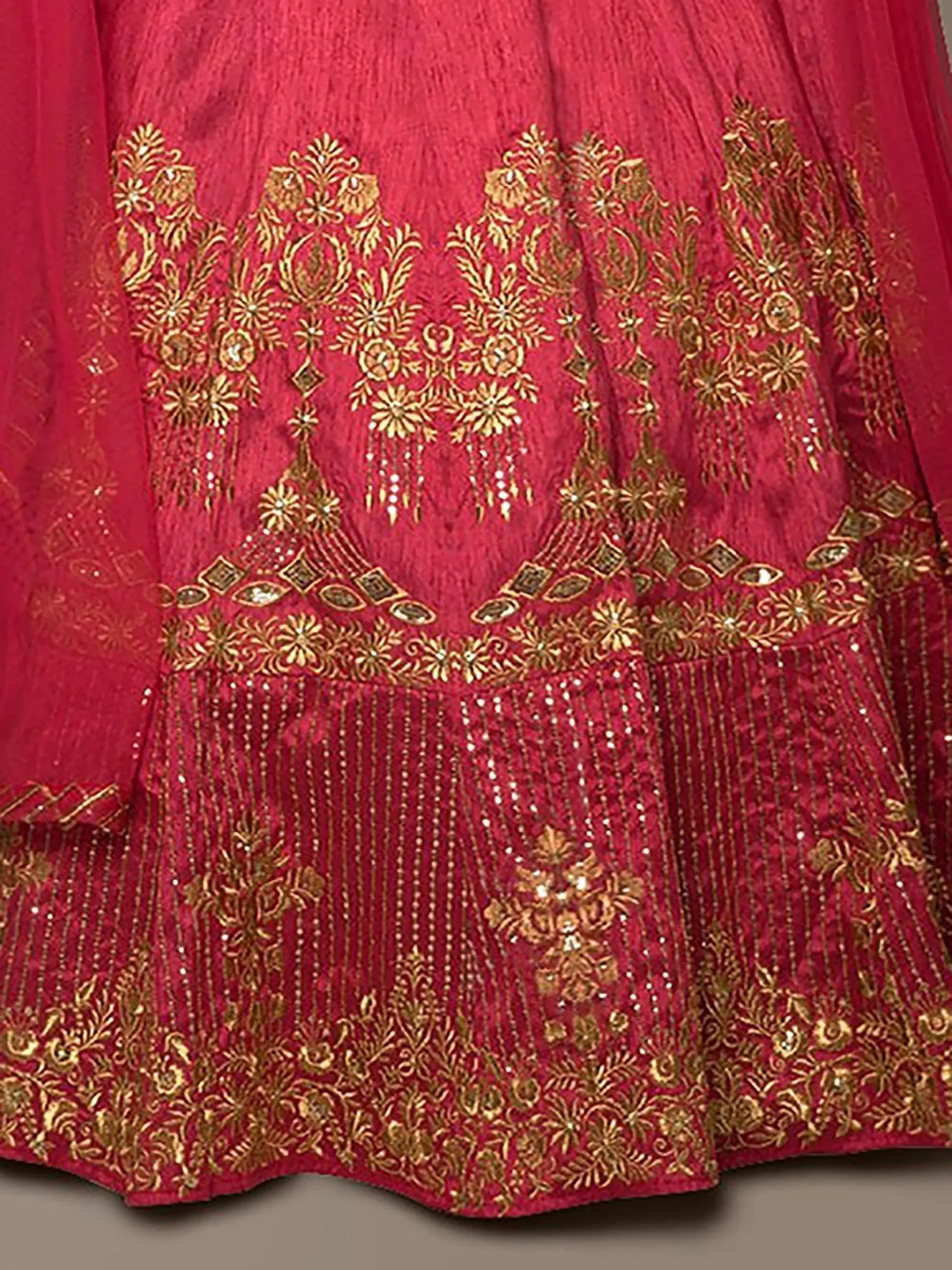 Sophisticated Red Colored Party wear Embroidered Lehenga Choli - Zeel Clothing