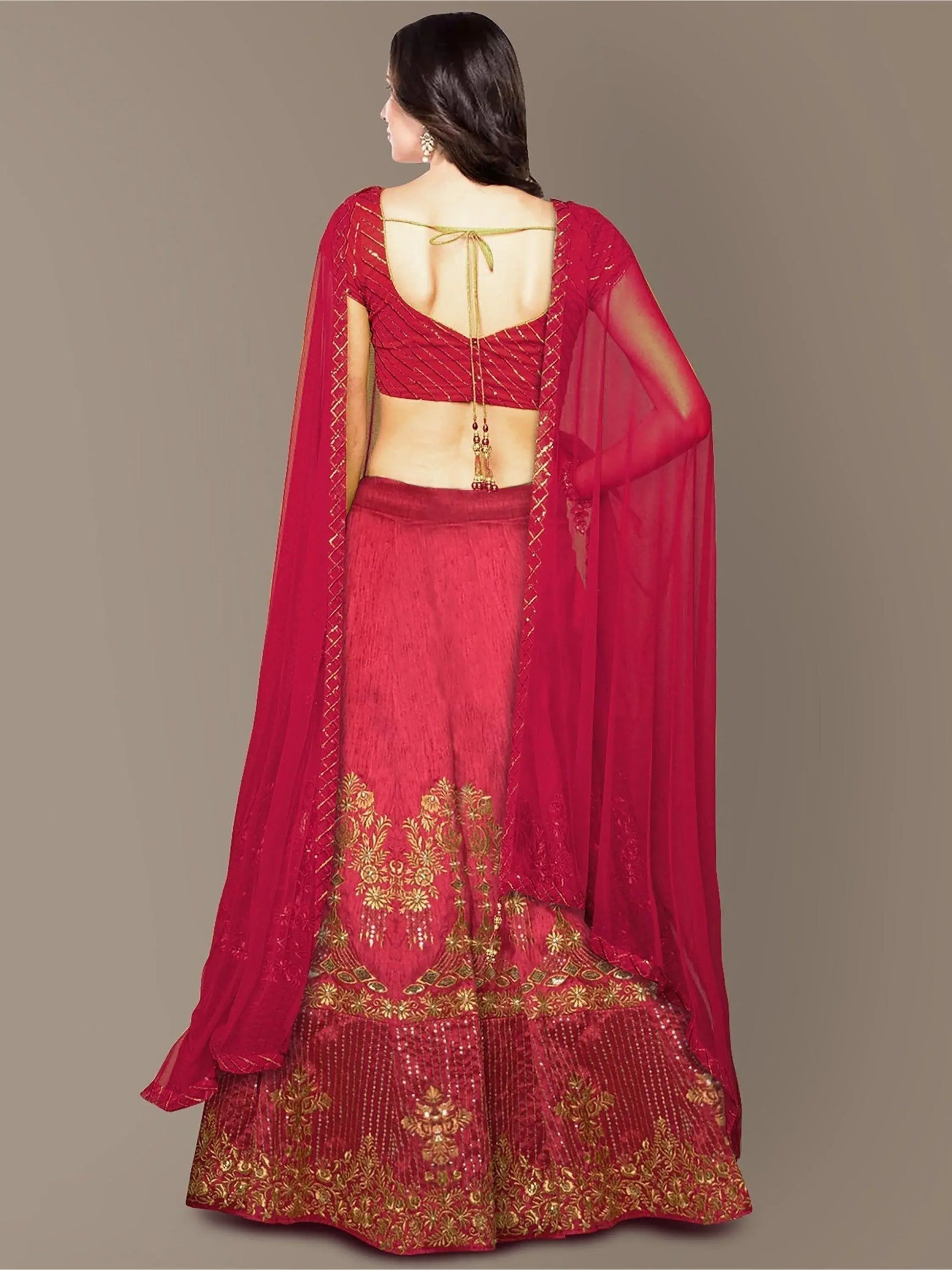 Sophisticated Red Colored Party wear Embroidered Lehenga Choli - Zeel Clothing