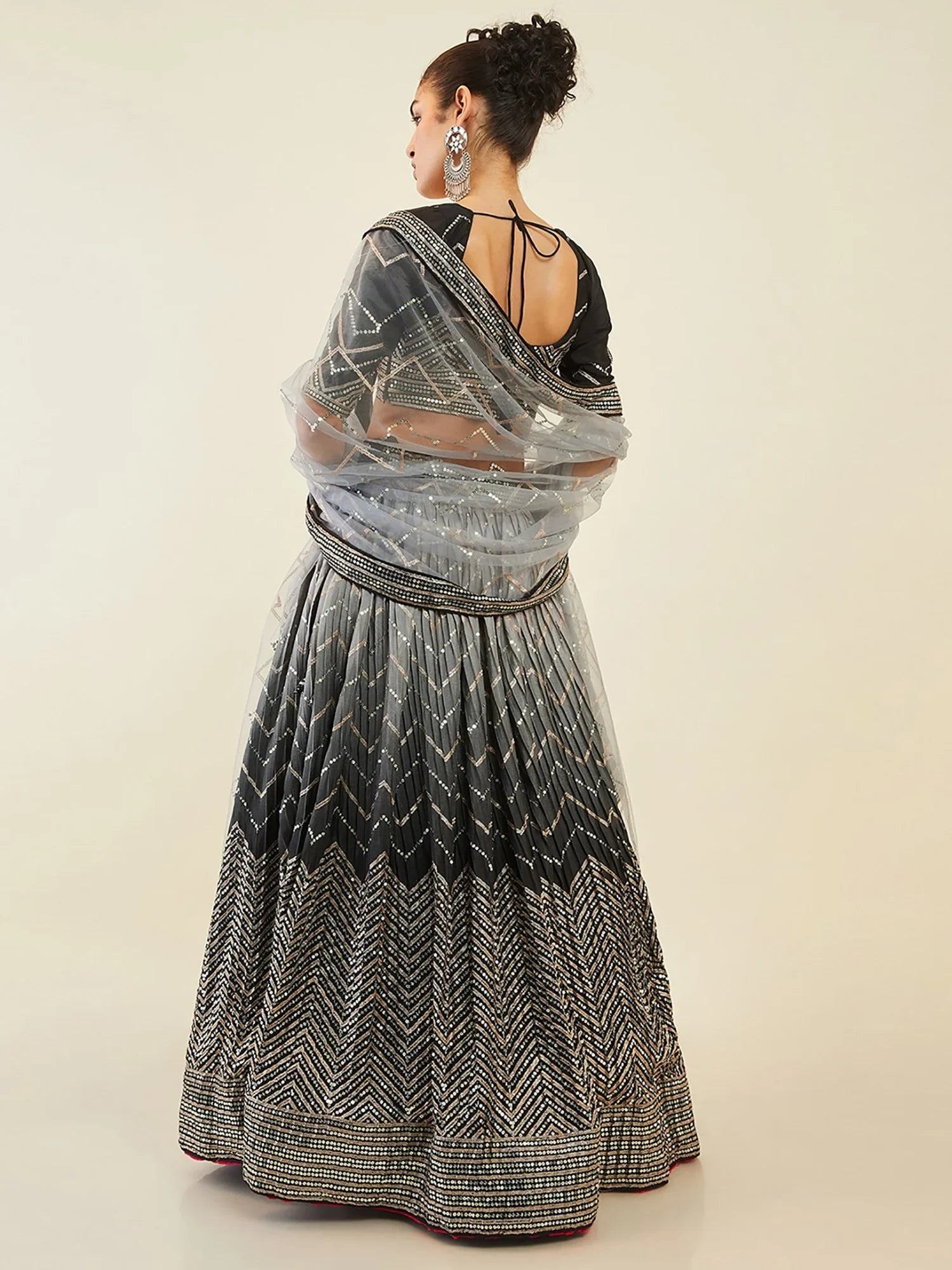 Sparkle Black Sequins Art Silk Cocktail Party Wear Lehenga Choli - Zeel Clothing