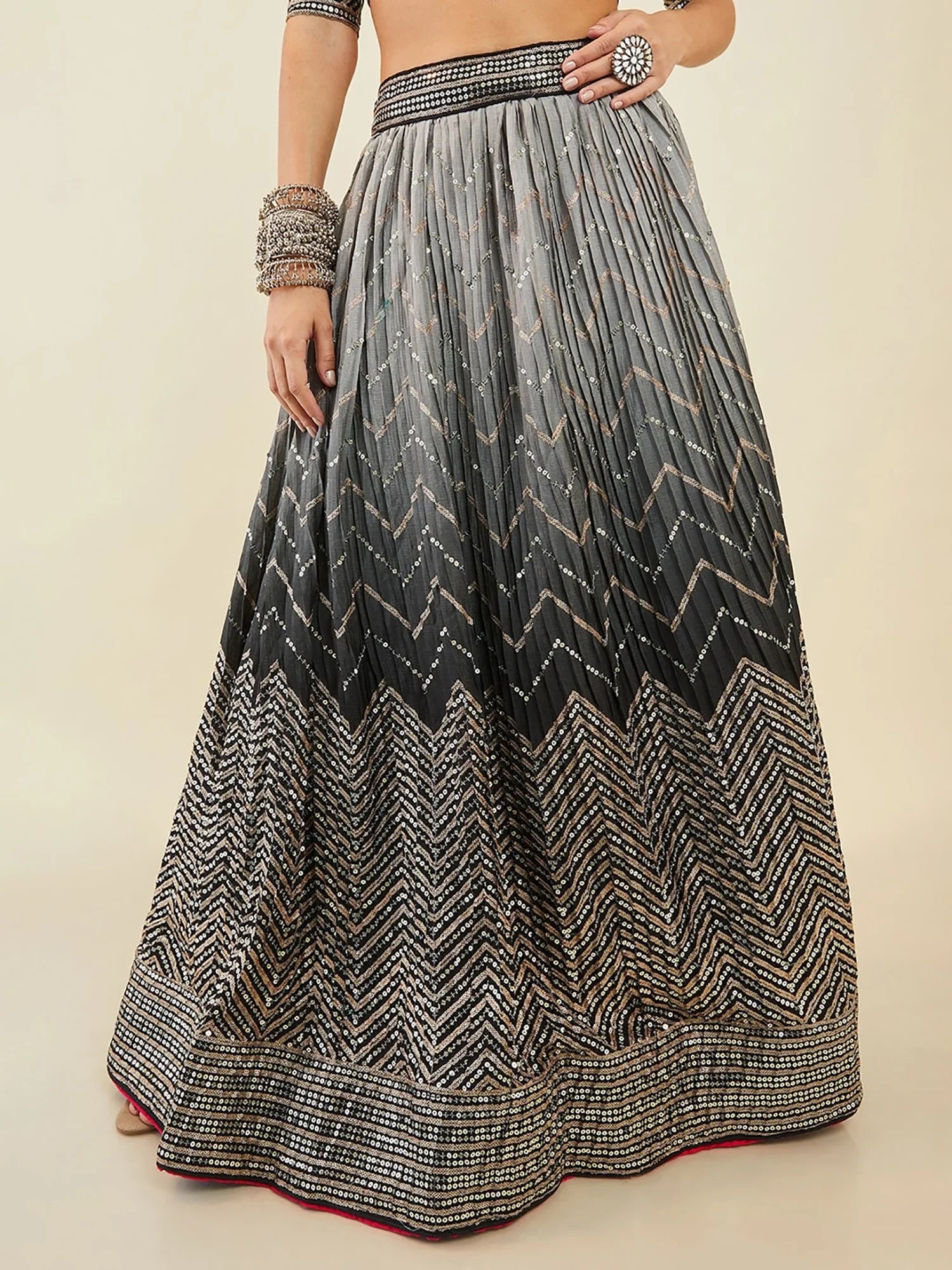 Sparkle Black Sequins Art Silk Cocktail Party Wear Lehenga Choli - Zeel Clothing