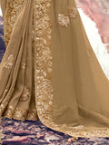 Sparkling Golden Khatli Work Banarasi Wedding Wear Saree With Blouse