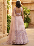 Sparkling Peach Georgette Sangeet Wear Lehenga With Mirror Work Blouse
