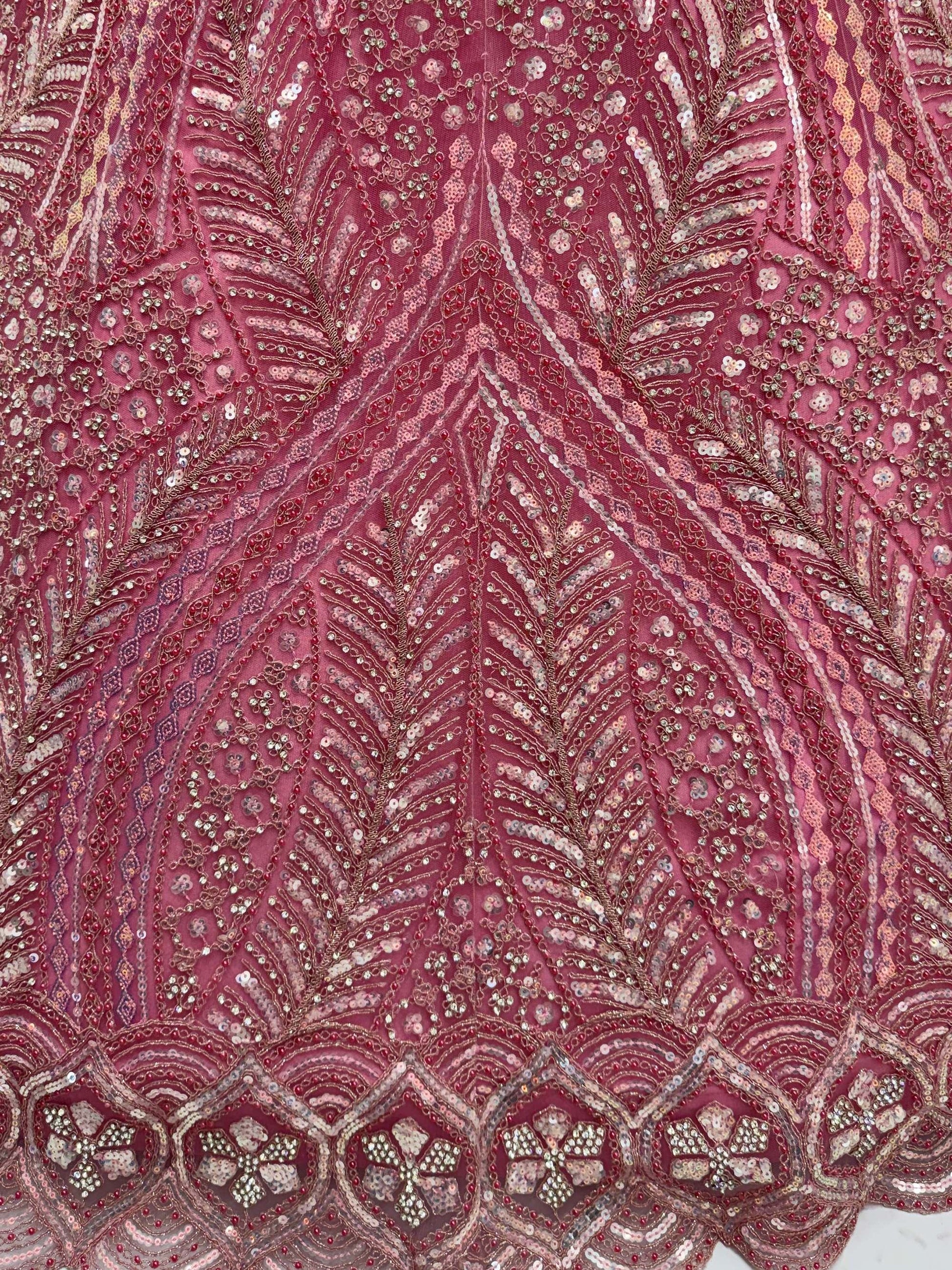 Sparkling Rose Gold Sequins Net Engagement Wear Lehenga Choli With Dupatta