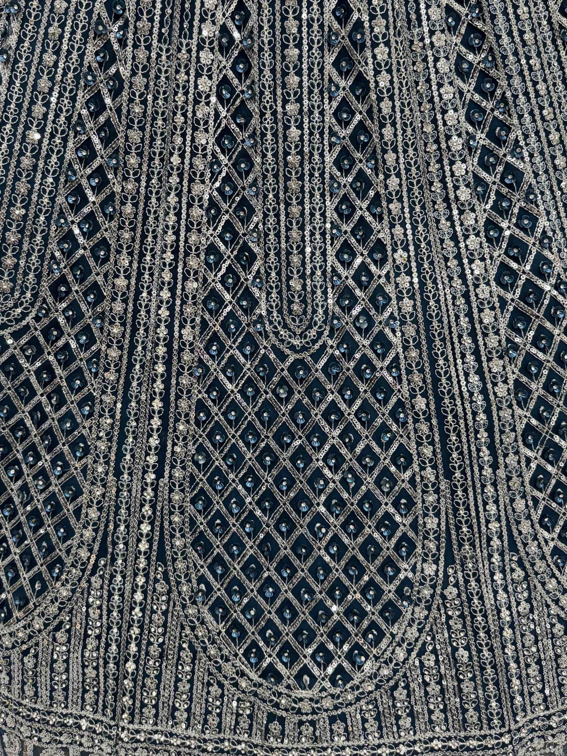 Sparkling Teal Blue Zircon Work Net Event Wear Lehenga Choli