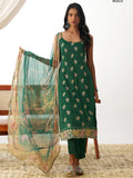 Special Green Thread Work Organza Mehendi Wear Suit With Dupatta - Zeel Clothing