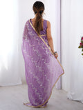 Special Purple Beads Work Organza Festival Wear Saree With Blouse - Zeel Clothing