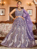 Special Purple Heavy Embroidered Net Designer Lehenga Choli With Dupatta
