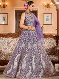 Special Purple Heavy Embroidered Net Designer Lehenga Choli With Dupatta