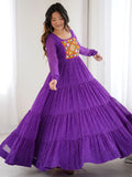 Special Purple Laheriya Printed Georgette Navratri Special Gown
