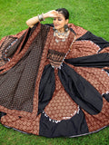 Spectacular Black Printed Cotton Navratri Lehenga Choli With Dupatta - Zeel Clothing