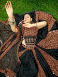 Spectacular Black Printed Cotton Navratri Lehenga Choli With Dupatta - Zeel Clothing