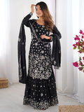 Spectacular Black Sequins Georgette Eid Special Sharara Suit - Zeel Clothing