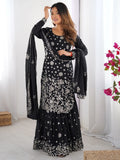 Spectacular Black Sequins Georgette Eid Special Sharara Suit - Zeel Clothing
