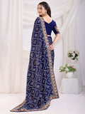 Spectacular Blue Bandhani Printed Silk Wedding Saree - Zeel Clothing