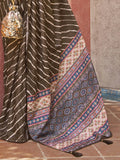 Spectacular Brown Digital Printed Crepe Festival Wear Saree - Zeel Clothing