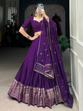 Spectacular Dark Purple Chanderi Event Wear Lehenga Choli - Zeel Clothing