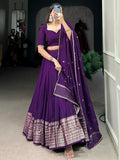 Spectacular Dark Purple Chanderi Event Wear Lehenga Choli - Zeel Clothing