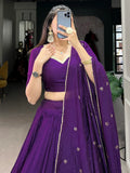 Spectacular Dark Purple Chanderi Event Wear Lehenga Choli - Zeel Clothing