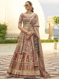 Spectacular Golden & Red Mirror Work Rajwadi Silk Lehenga Choli - Zeel Clothing