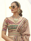 Spectacular Golden & Red Mirror Work Rajwadi Silk Lehenga Choli - Zeel Clothing