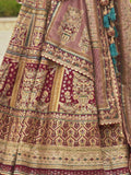 Spectacular Golden & Red Mirror Work Rajwadi Silk Lehenga Choli - Zeel Clothing