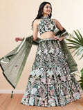 Spectacular Green Sequins Net Party Wear Lehenga Choli With Dupatta - Zeel Clothing