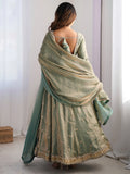 Spectacular Green Sequins Silk Traditional Gown With Dupatta - Zeel Clothing