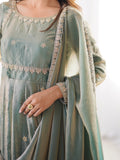 Spectacular Green Sequins Silk Traditional Gown With Dupatta - Zeel Clothing