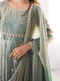 Spectacular Green Sequins Silk Traditional Gown With Dupatta - Zeel Clothing