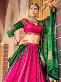 Spectacular Hot Pink Digital Printed Gaji Silk Lehenga Choli - Zeel Clothing